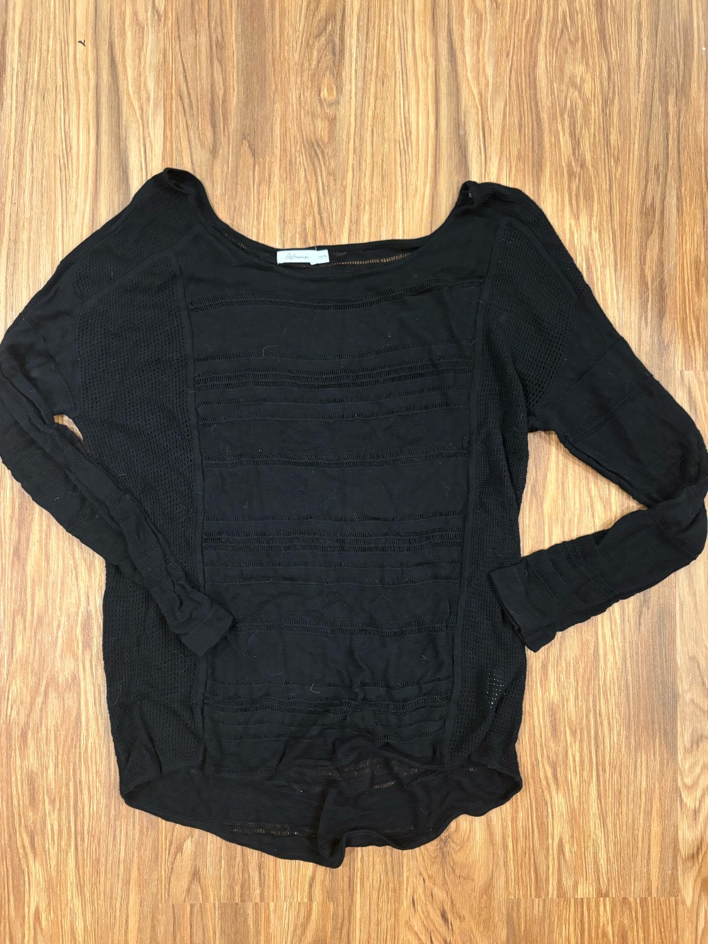Vintage Black Knit Crochet-Style Sweater